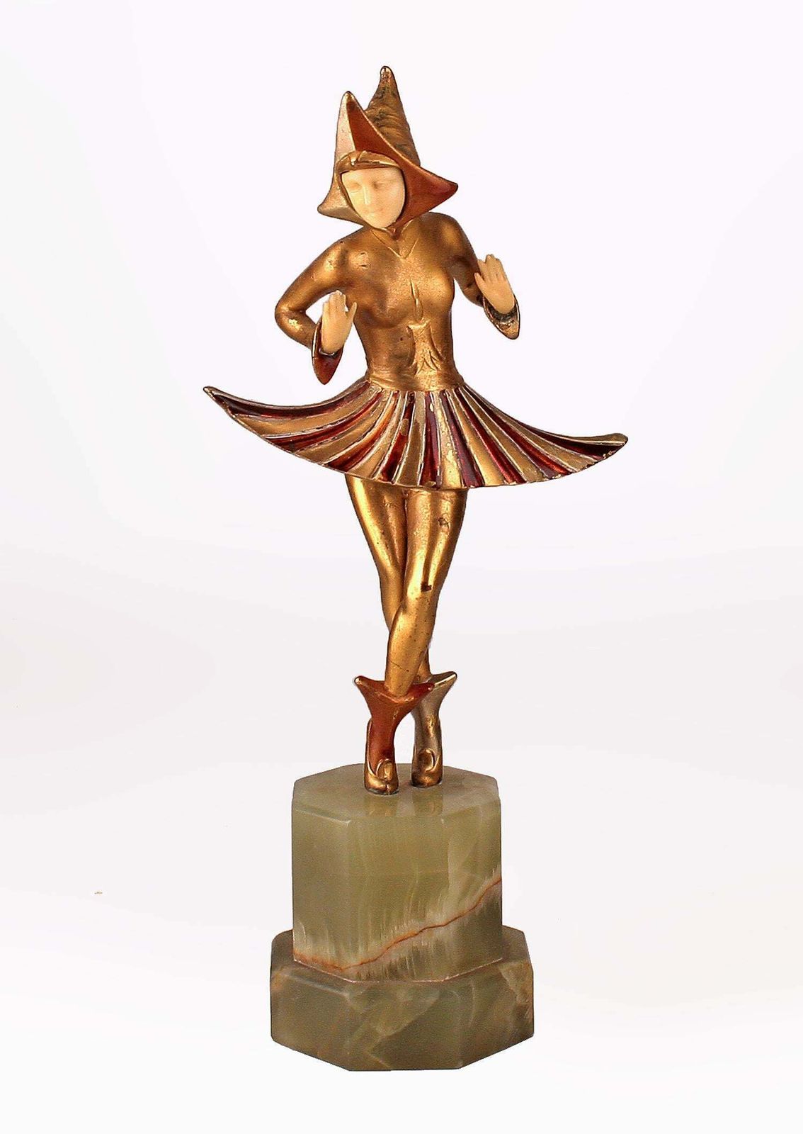 Gerda Gerdago's 'Cosmic Dance': Art Déco Austrian Patinated Bronze Chryselephantine (Ivory And Gold) Sculpture Manufactured By Arthur Rubinstein photo buy