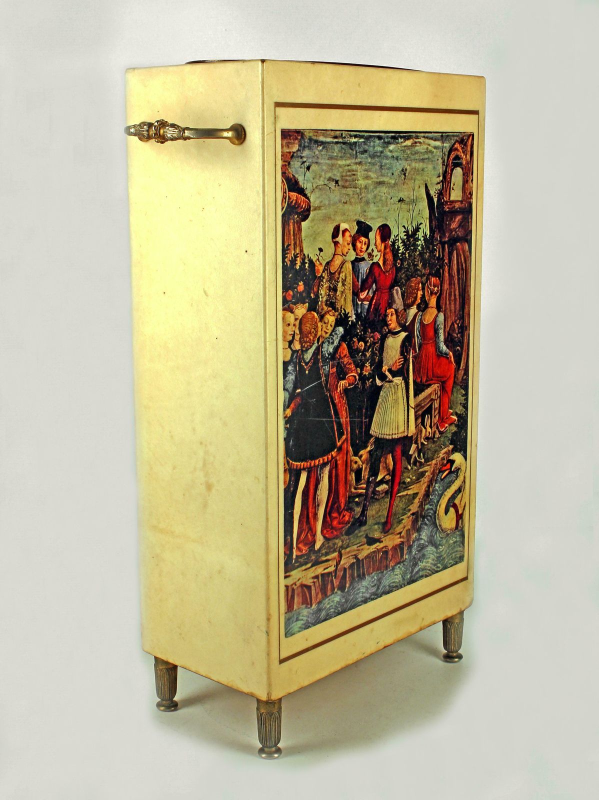 Late 20th Century Brass Umbrella Stand Covered In Lacquered Goatskin By Italian Designer Aldo Tura photo furniture