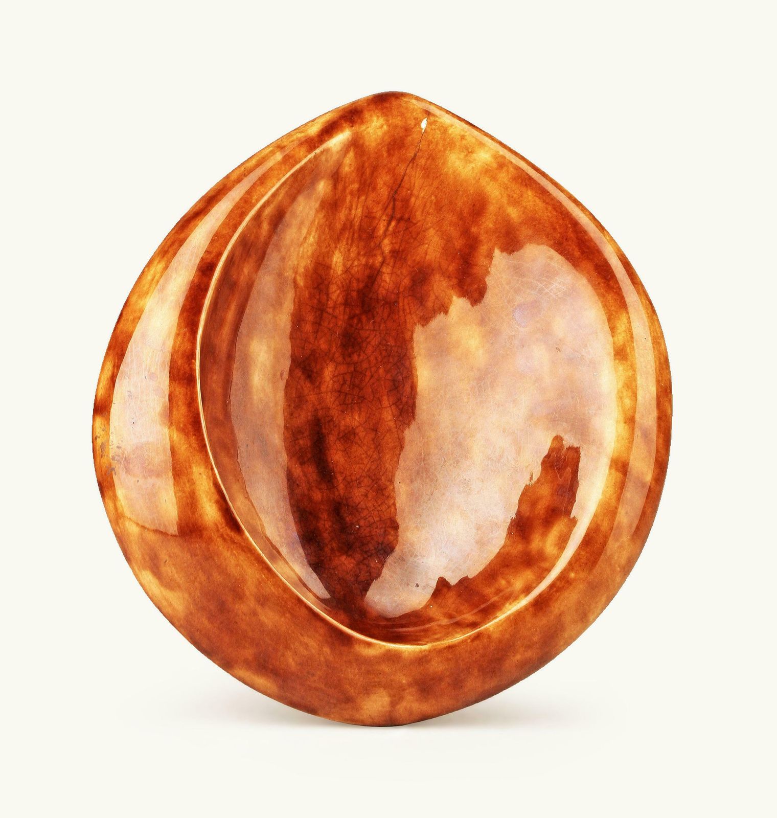 Mid 20 Century Modern Glazed Ceramic Sinuous Organic Design Bowl By French Luxury Brand Hermès Paris photo 975.0