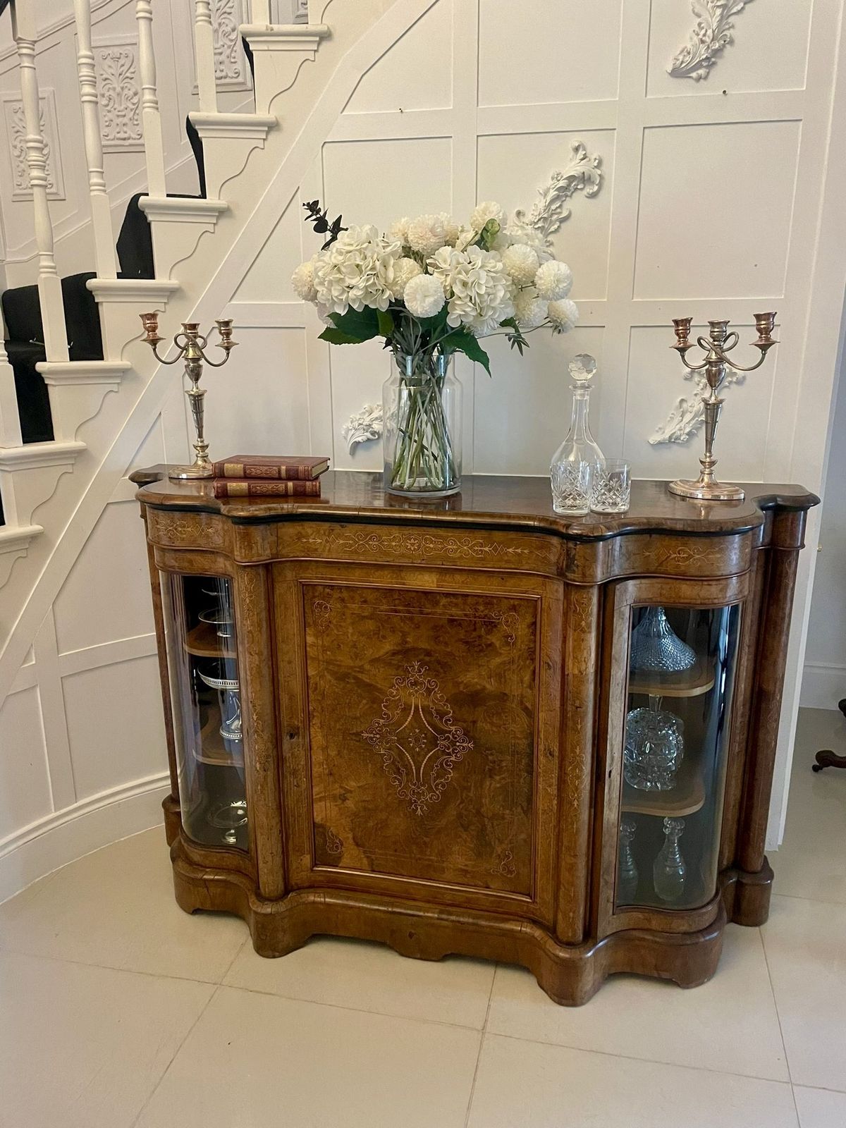 Superb Quality Antique 19th Century Burr Walnut Inlaid Credenza photo furniture