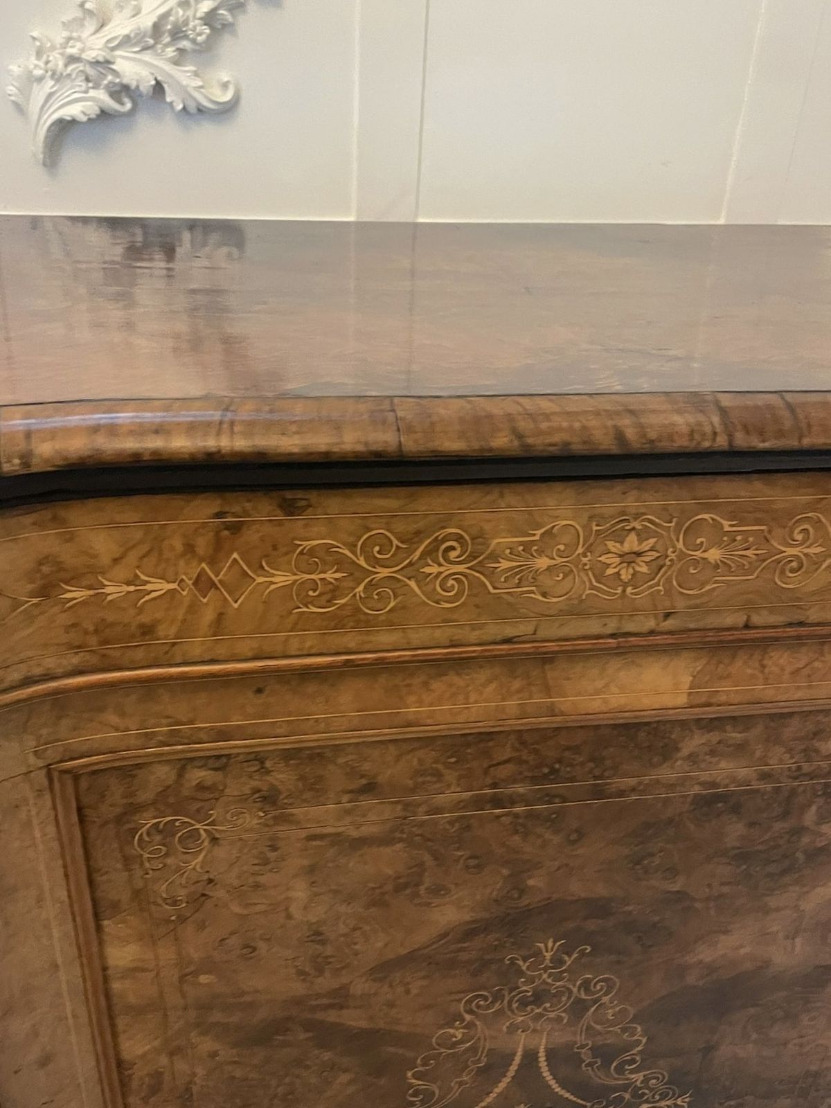 Superb Quality Antique 19th Century Burr Walnut Inlaid Credenza photo vintage