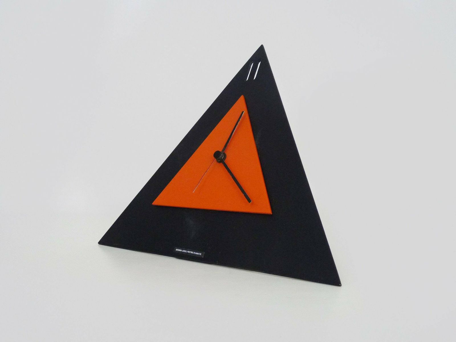 Postmodern Black Table Clock By Shiseido Japan, Memphis 1980s photo vintage