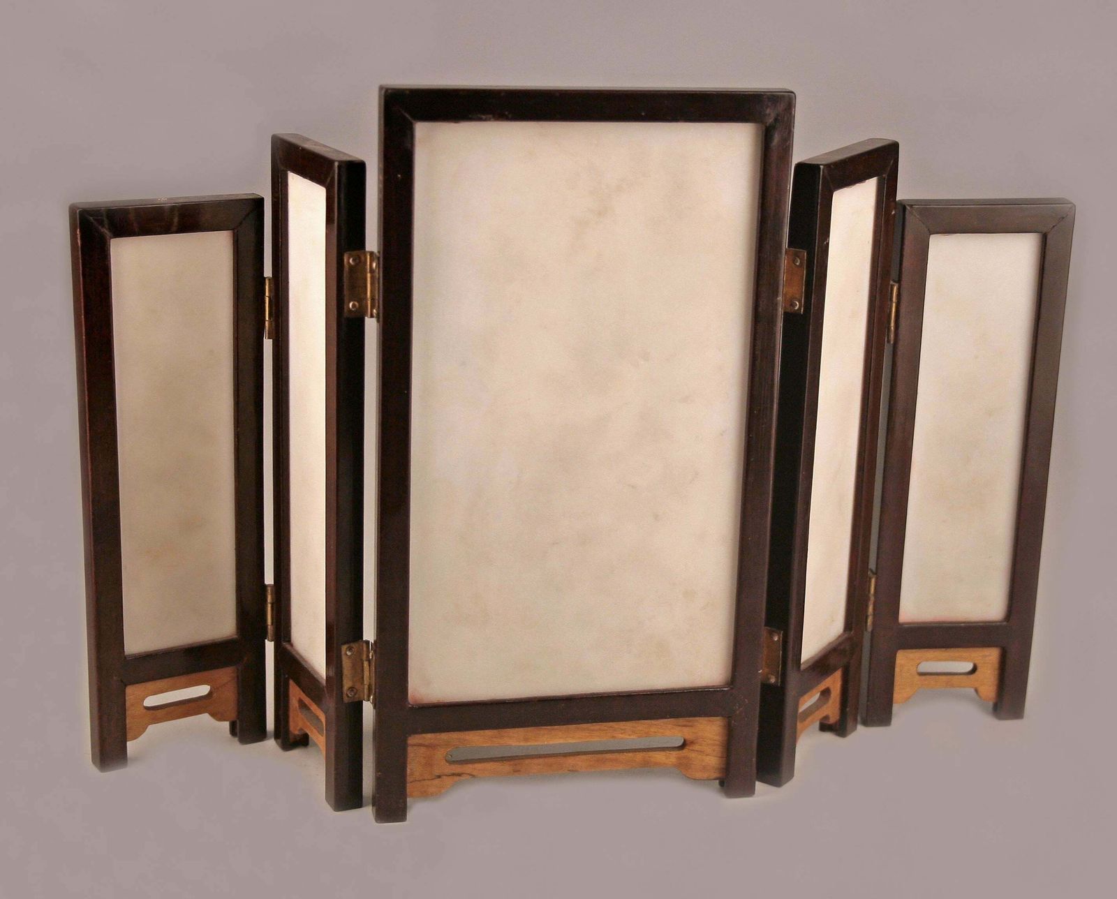 19th Century/Edo Meiji Period Japanese Painted Five Panel Folding Miniature Screen photo furniture
