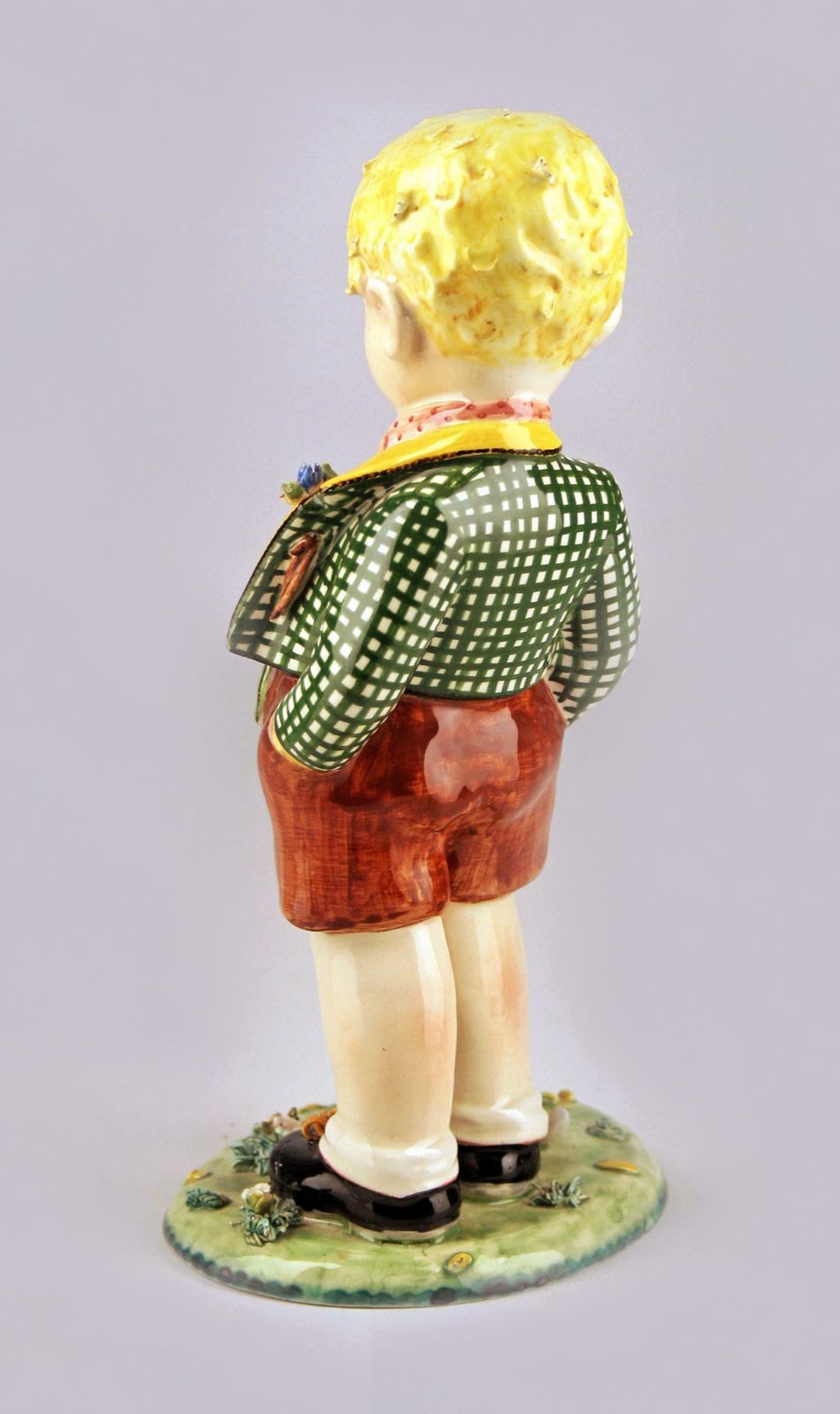 Circa 1920 Art Nouveau Glazed Italian Torino Like Porcelain Figurine Of A Boy And His Dog photo buy