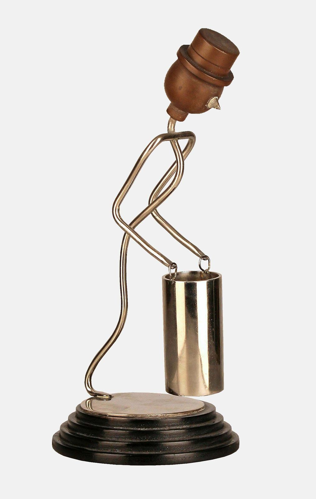 Art Déco American Metal Wire And Wood Bellboy/Bellhop/Stick Figure Toothpick And Match Holder photo for sale