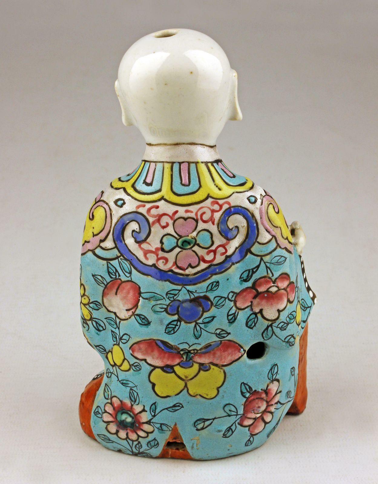 Pair Of Mid 19th Century/Qing Dinasty Enameled Chinese Porcelain Figurines Depicting A Laughing Boy Kneeling And Another Lying Down photo buy