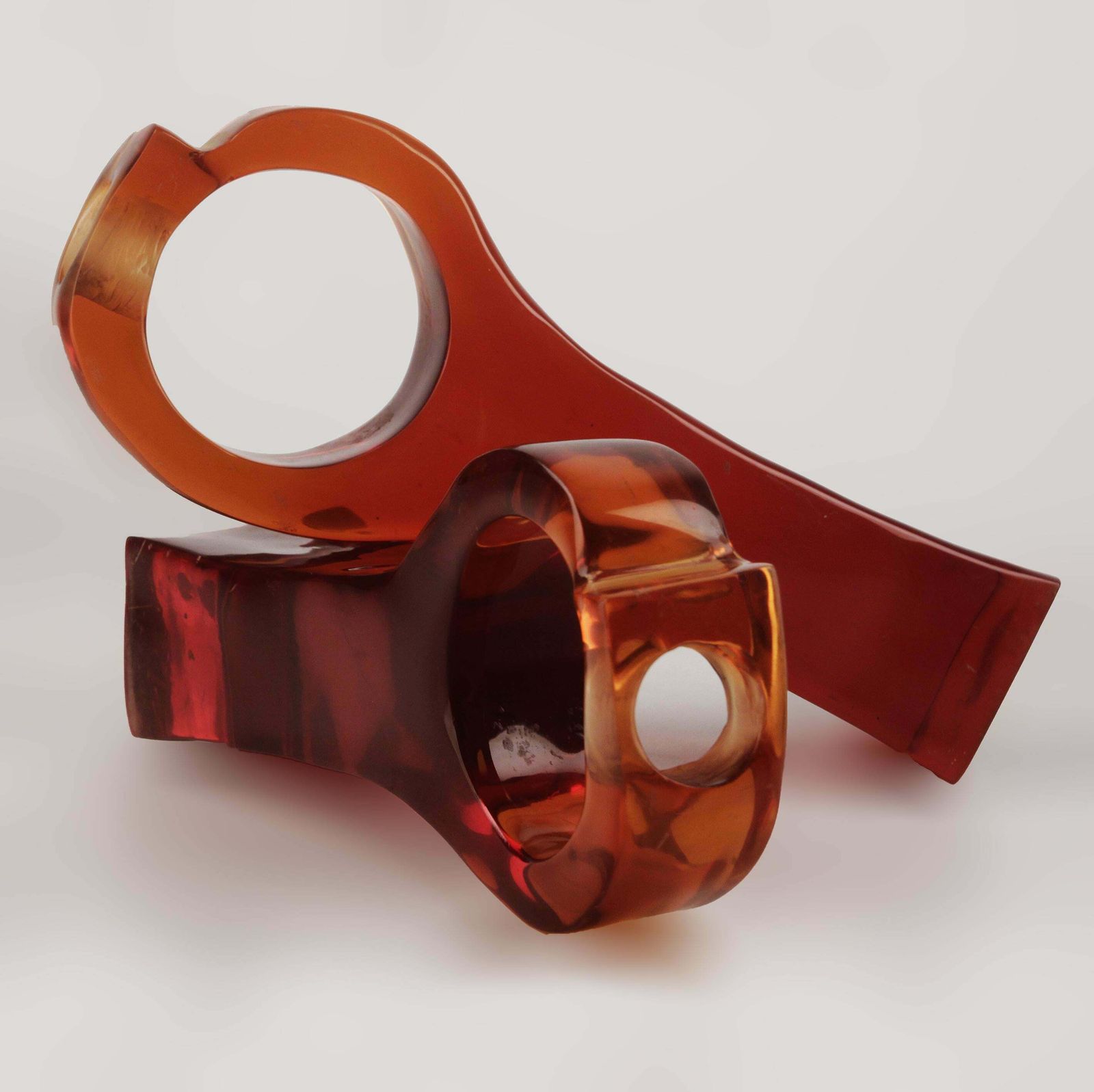 Pair Of Italian Mid Century Modern Red Acrylic/Lucite Geometric Candle Holders photo Home Decor