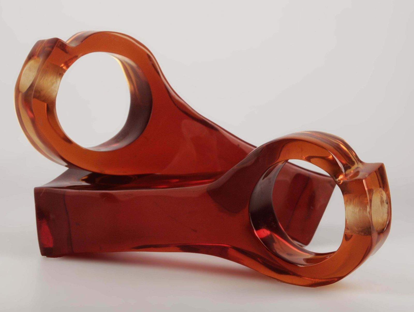 Pair Of Italian Mid Century Modern Red Acrylic/Lucite Geometric Candle Holders photo 1100.0