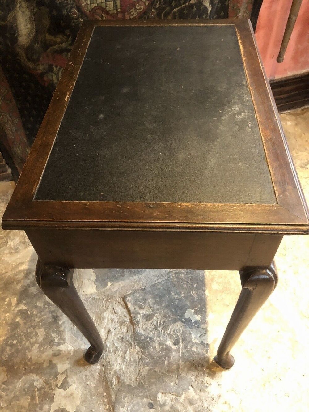 Antique Period Black Leather Edwardian Mahogany Lowboy Ladies Writing Desk photo Furniture