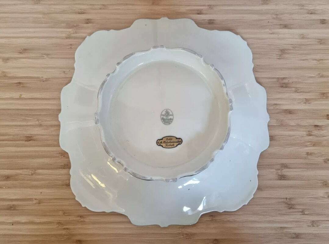 Hutschenreuther Porcelain Bowl | Cobalt Blue Gold Gilt Design | Large Floral Pedestal Dish | Hohenberg Bavaria Art Piece photo buy