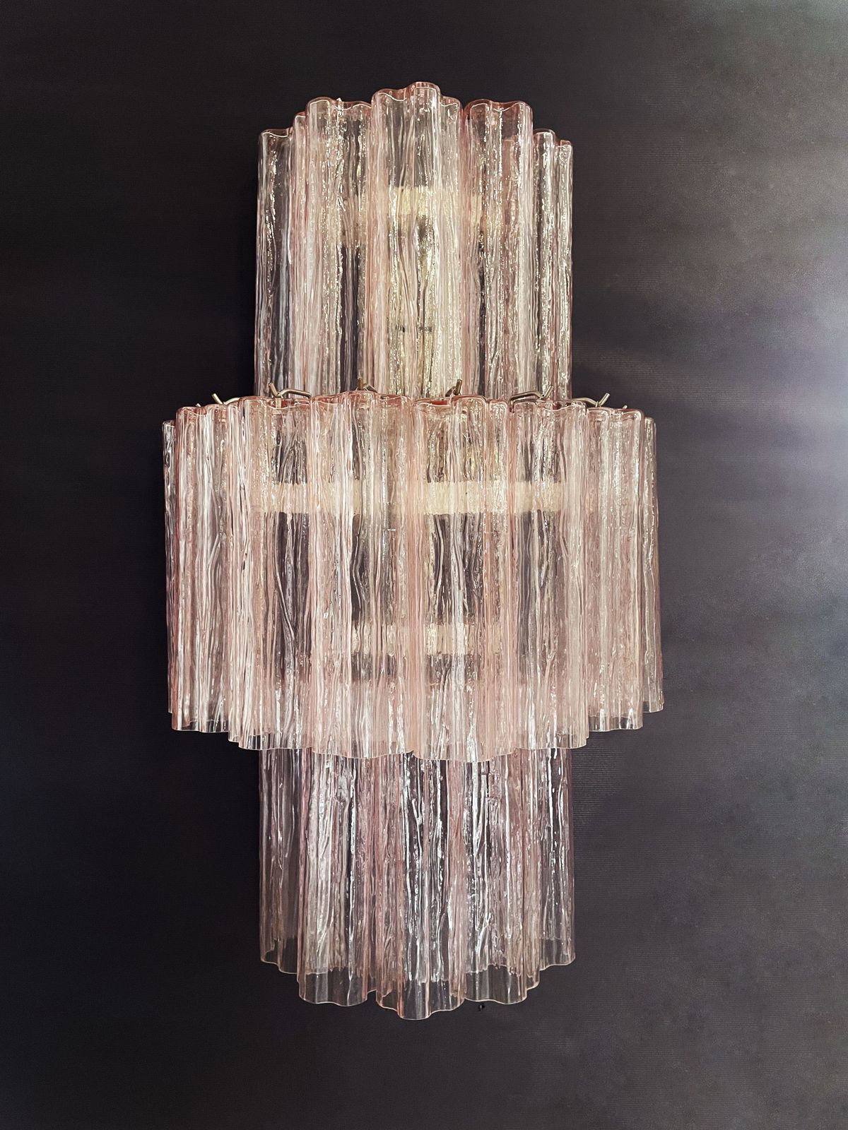 photo furniture Fantastic Pair Of Murano Glass Tube Wall Sconces   18 Pink Glass Tube