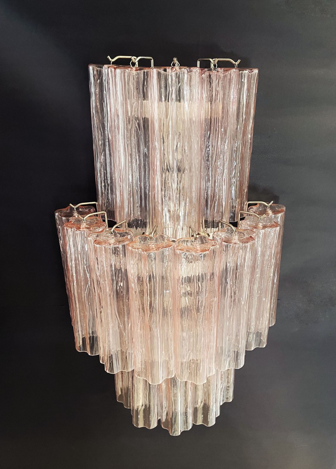 photo for sale Fantastic Pair Of Murano Glass Tube Wall Sconces   18 Pink Glass Tube