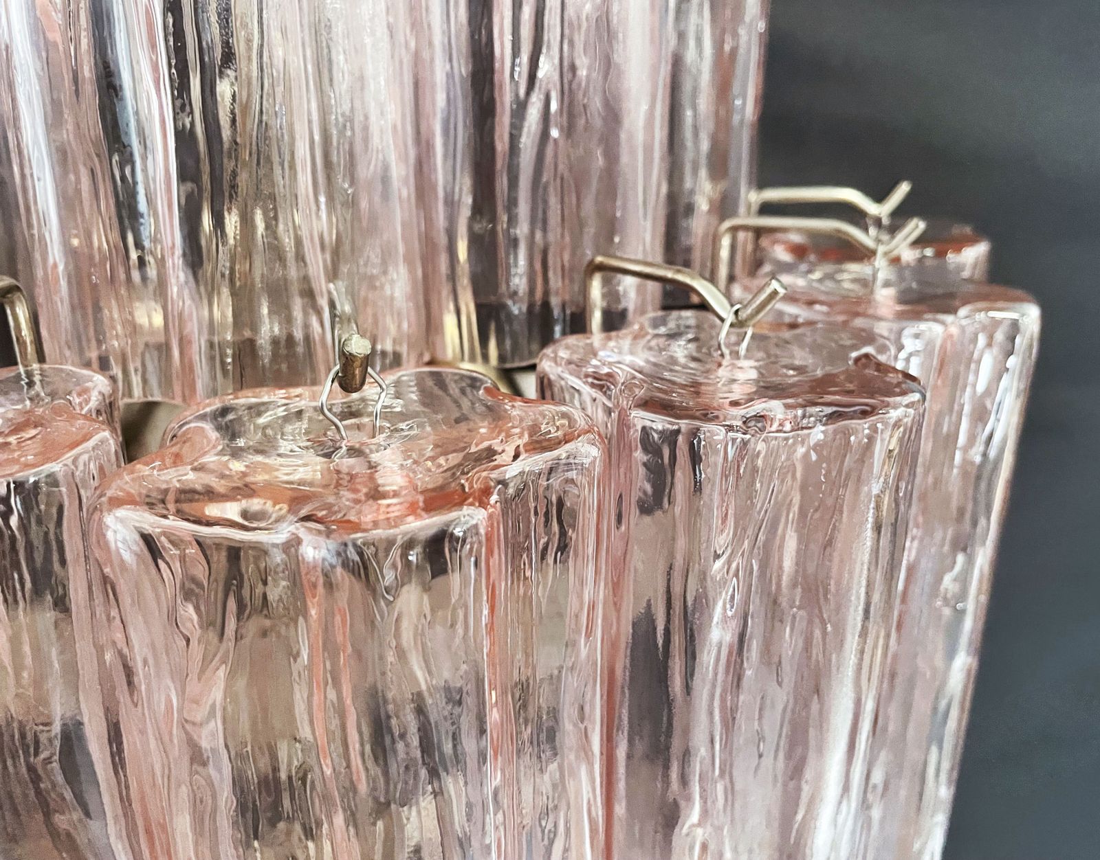 880.0 Fantastic Pair Of Murano Glass Tube Wall Sconces   18 Pink Glass Tube photo