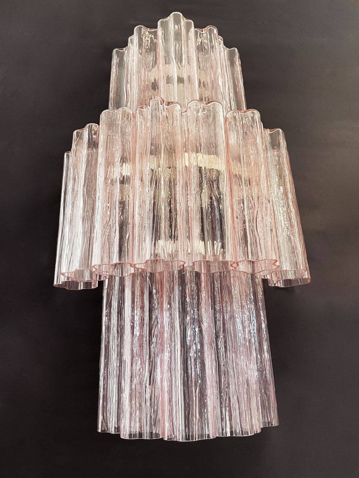 photo buy Fantastic Pair Of Murano Glass Tube Wall Sconces   18 Pink Glass Tube