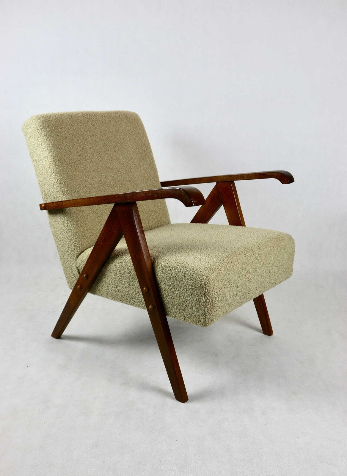 Vintage Armchair Like Var, Beige Boucle