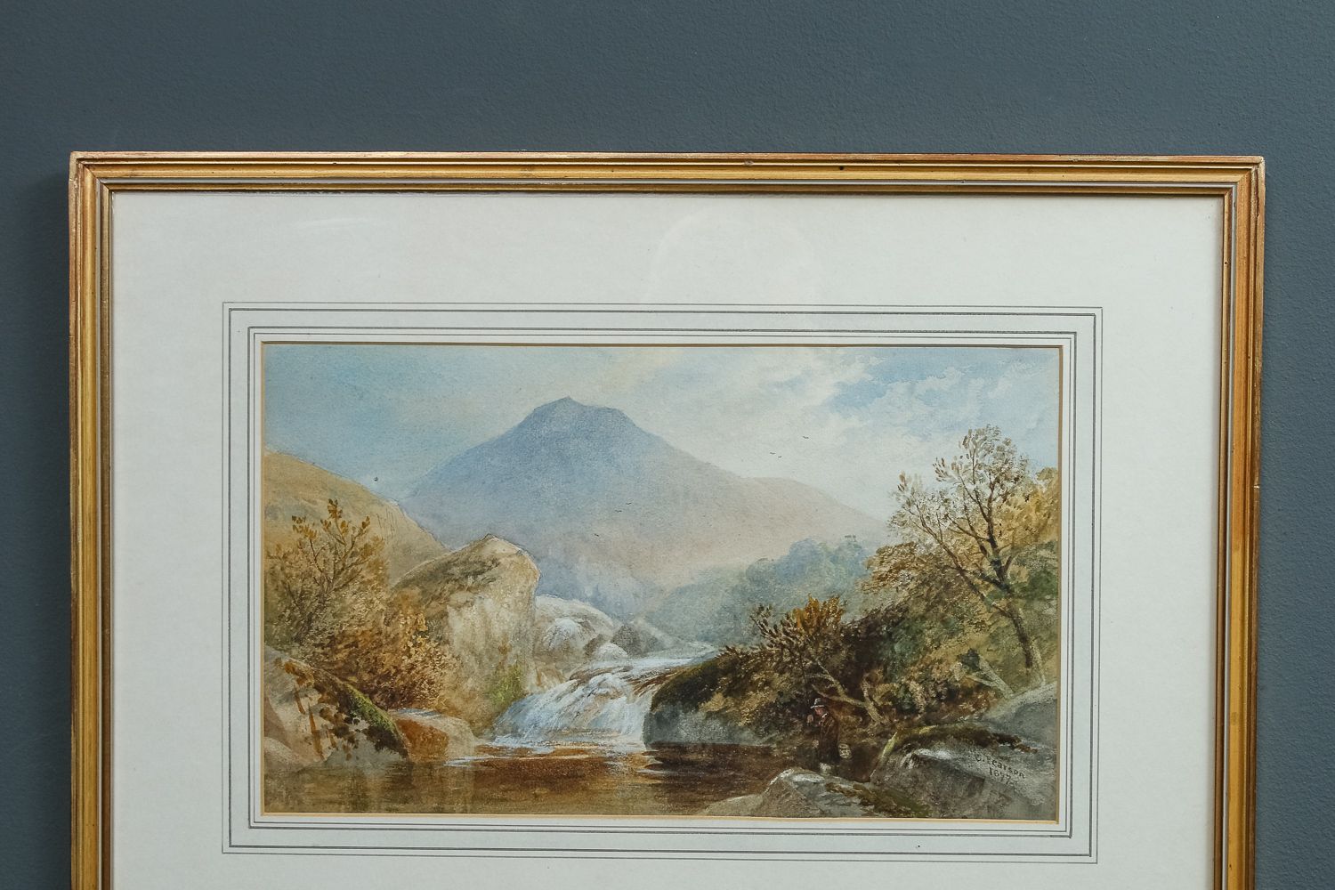 Small  Welsh Conwy Victorian Landscape River Watercolour Painting Picture By Cornelius Pearson (Circa 1877) photo for sale