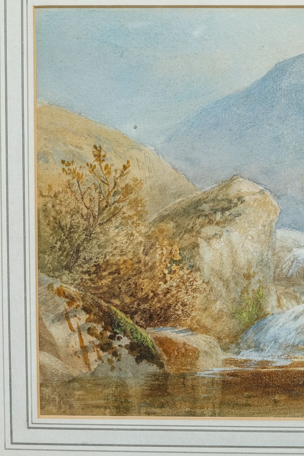 Small  Welsh Conwy Victorian Landscape River Watercolour Painting Picture By Cornelius Pearson (Circa 1877) photo vintage