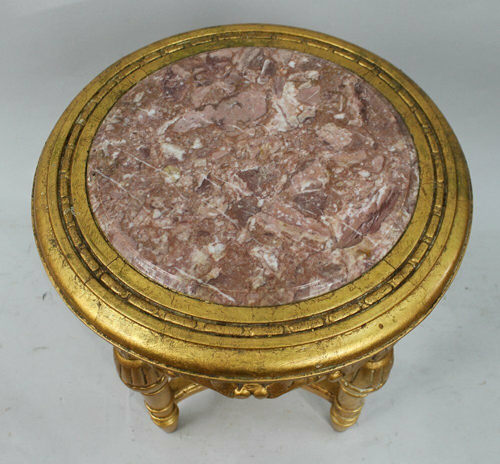 Louis XV Style Giltwood Rouge Marble Lamp Table photo for sale