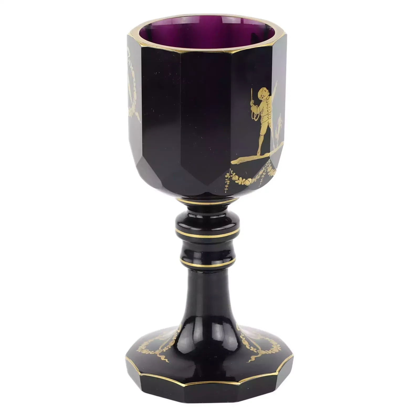 Decagonal Violet Crystal Glass With Gold Decoration. St. Petersburg, 1810. photo 1012.0