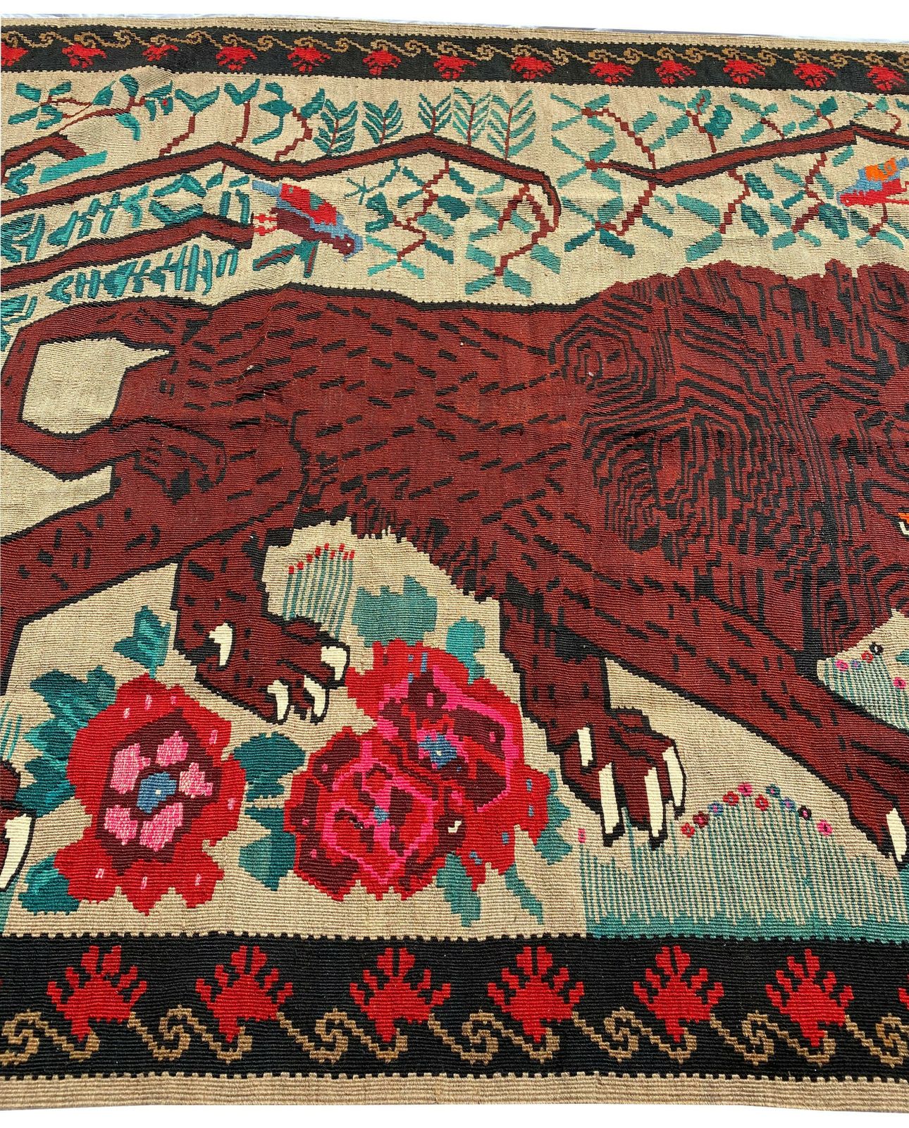Vintage Caucasian Lion Kilim 220 X 160 Centimeters photo furniture