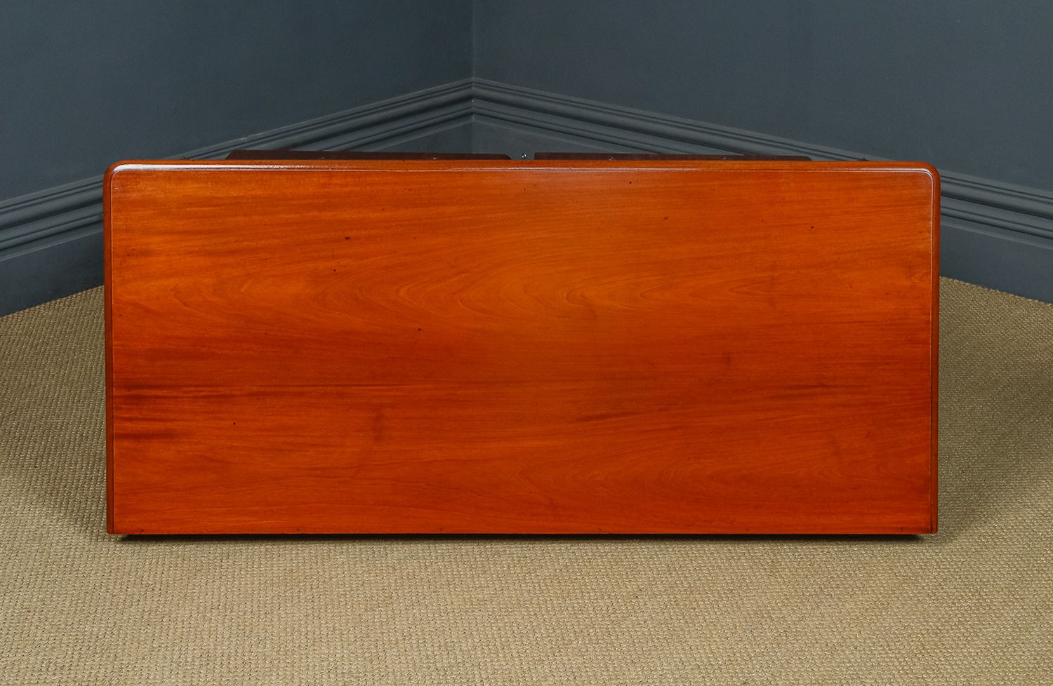 Furniture English Victorian 5ft Figured Mahogany Office Writing Pedestal Desk (Circa 1850) photo