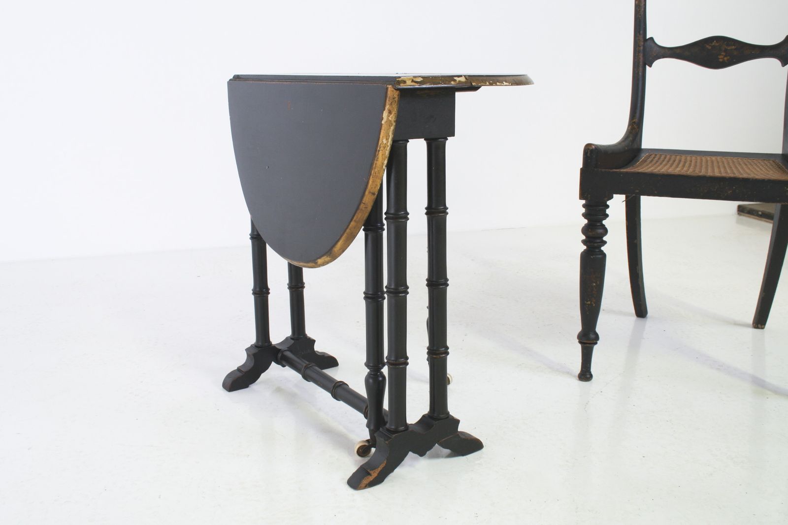 Victorian Ebonised Faux Bamboo Gate Leg Occasional Side Table photo buy