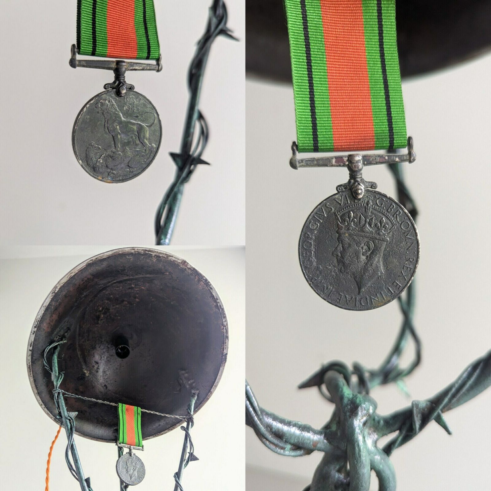 Bespoke War Relic Table Lamp Made Of Original British Mark III Medic Helmet photo vintage