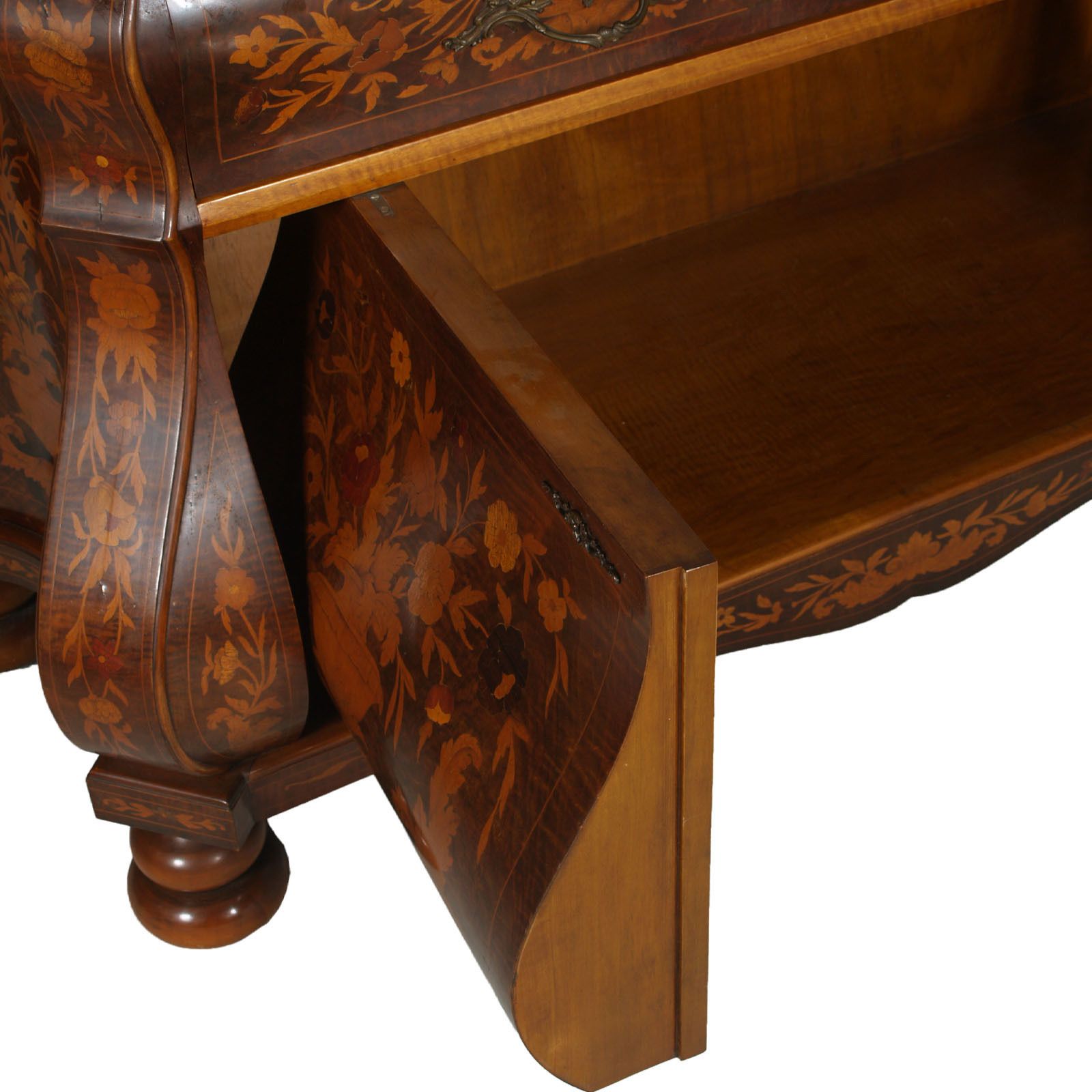 photo buy 1930s Venetian Walnut Baroque Sideboard With Vitrine Richly Floral Inlaid