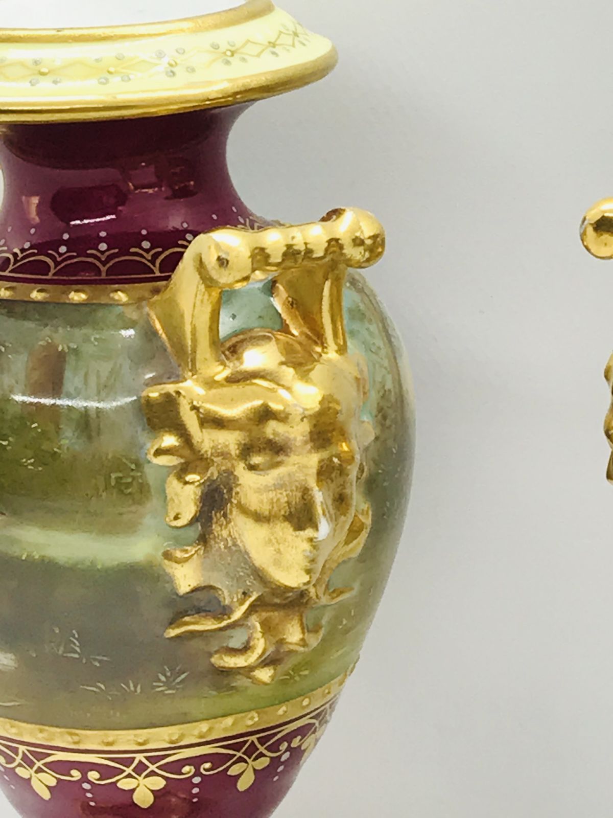 Pair Of Antique 19th Century Post Royal Vienna Urns By K.Weh 20 Centimeters photo buy