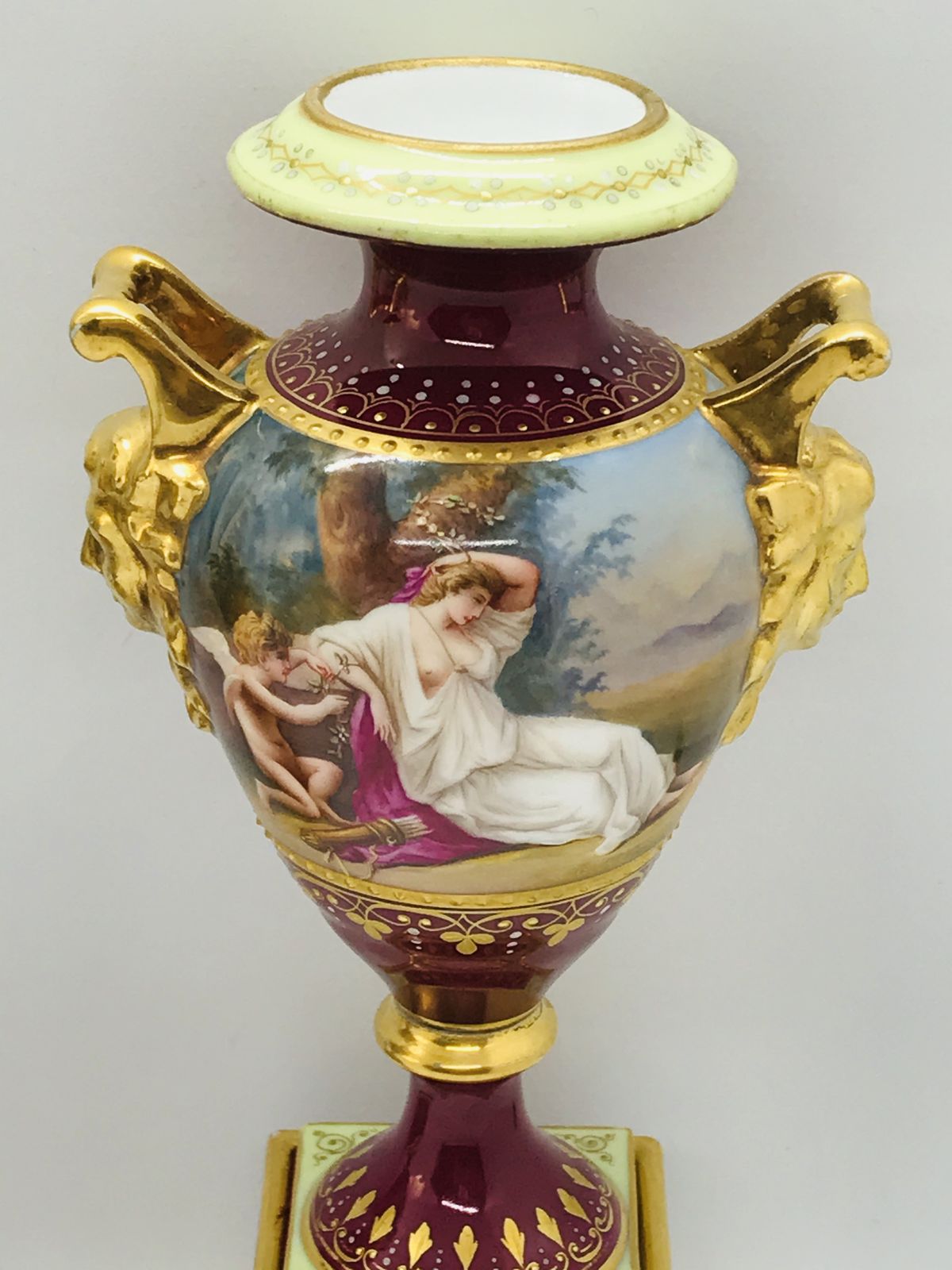 Pair Of Antique 19th Century Post Royal Vienna Urns By K.Weh 20 Centimeters photo Home Decor
