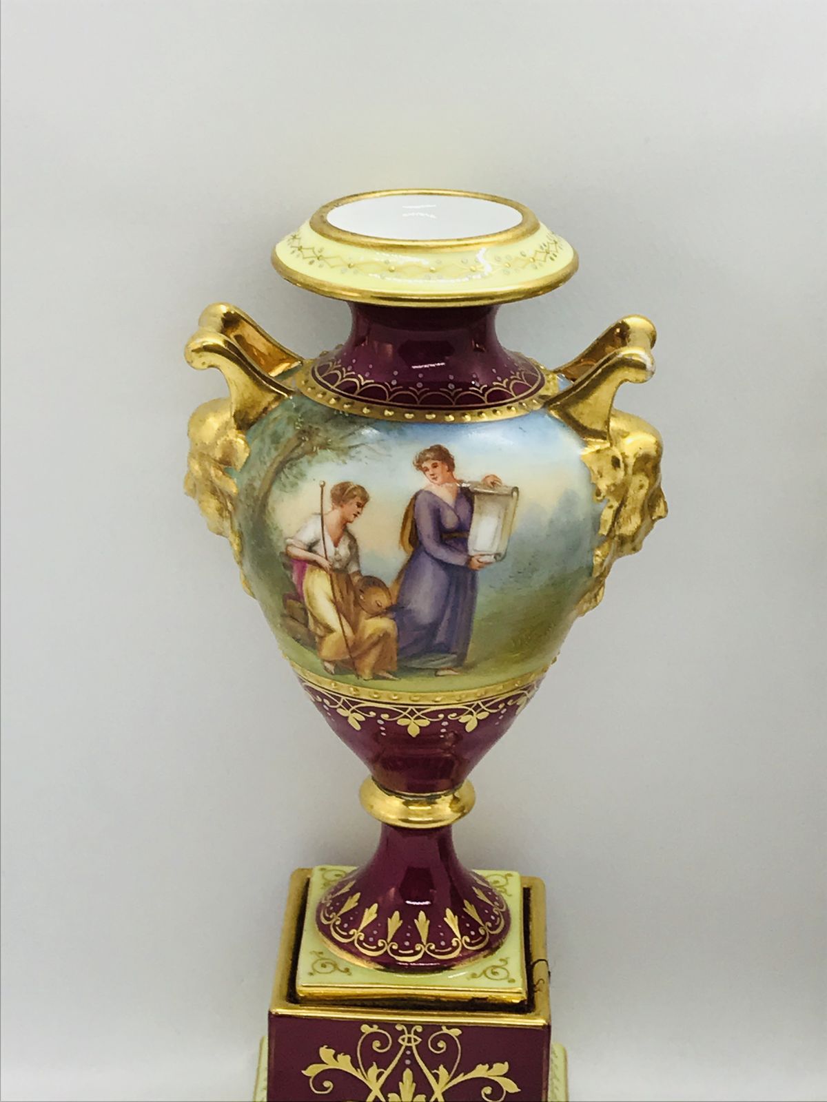 Home Decor Pair Of Antique 19th Century Post Royal Vienna Urns By K.Weh 20 Centimeters photo