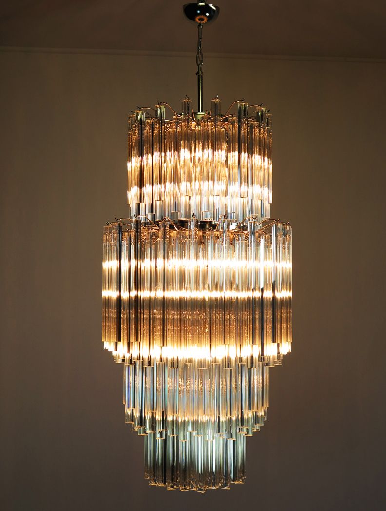 3400.0 Huge Murano Chandelier Trasparent Triedri – 242 Prism   Arianna Model photo