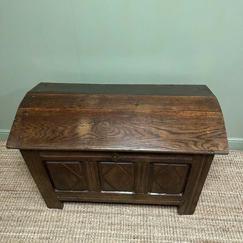 Unusual 18th Century Dome Top Country Oak Antique Coffer photo for sale