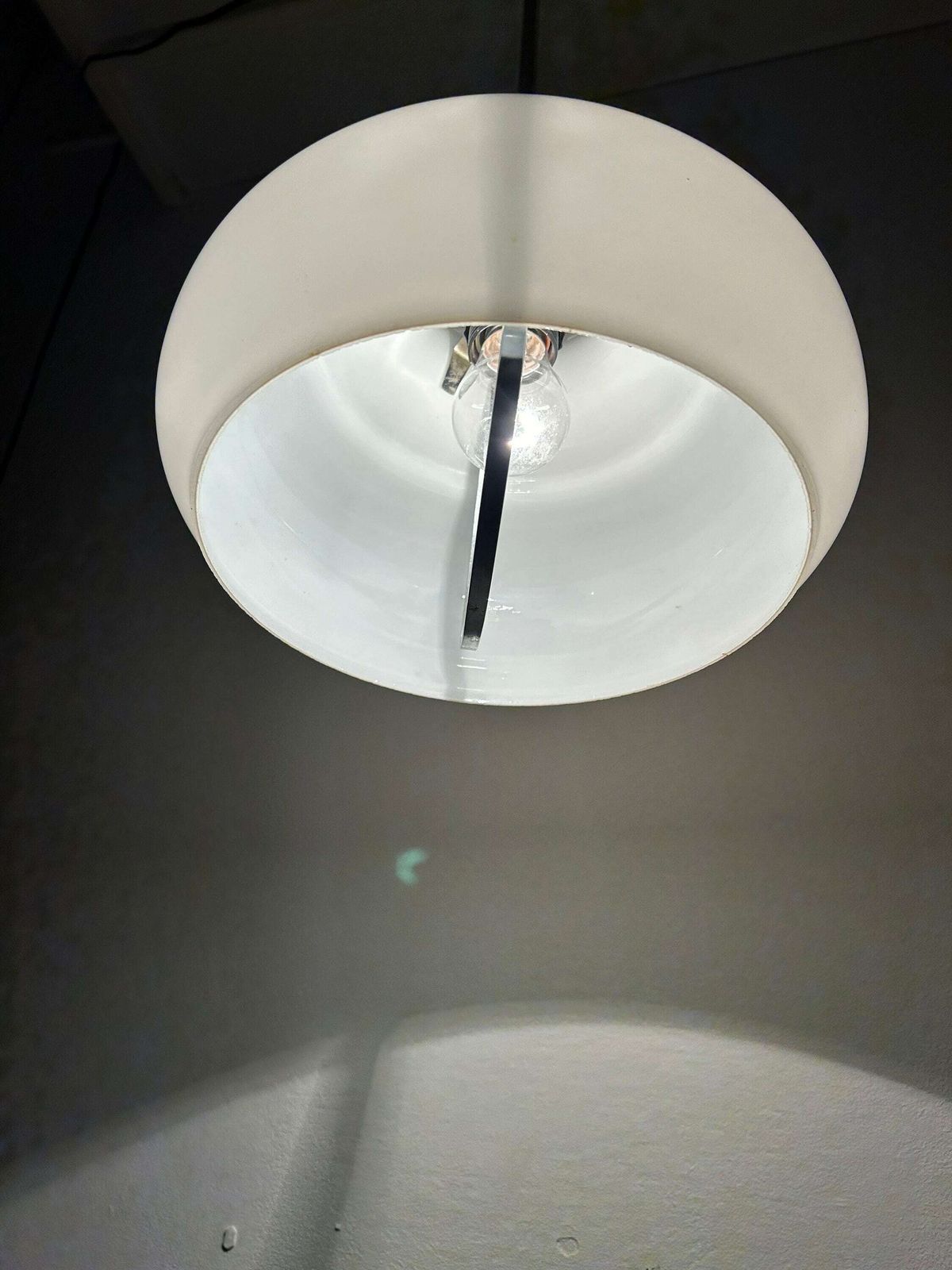 Mid Century Modern Amber White Glass Pendant Lamp / 1960s / Made In Italy / Vintage Ceiling Light / 60s Glass Lamp / Retro Pendant Lamp photo vintage