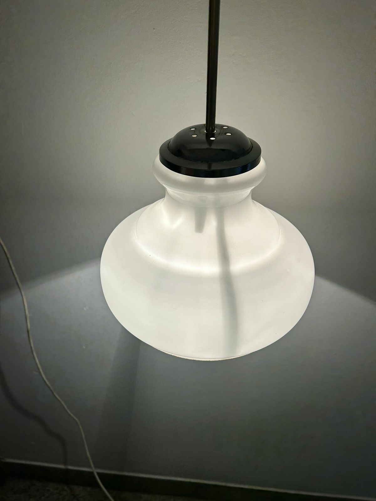 photo furniture Mid Century Modern Amber White Glass Pendant Lamp / 1960s / Made In Italy / Vintage Ceiling Light / 60s Glass Lamp / Retro Pendant Lamp