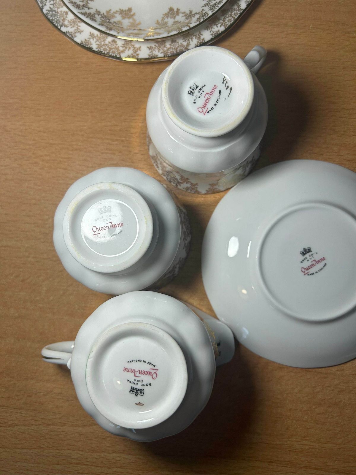 1950s Queen Anne Set Of Bone China Tea Set Made By Crown Regent Gold And White 20 Piece photo buy