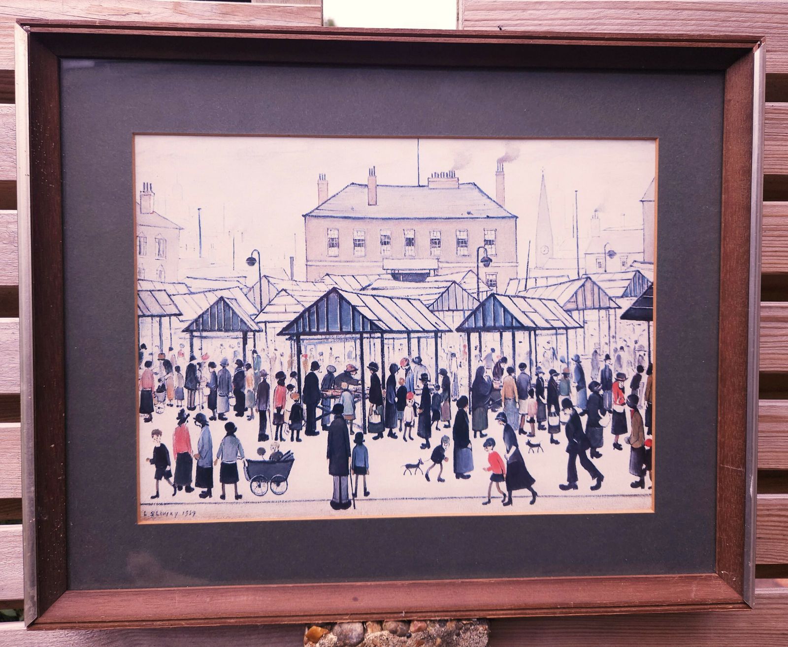 Framed L S Lowry Print Of Market Scene Northern Town 1939 photo Art
