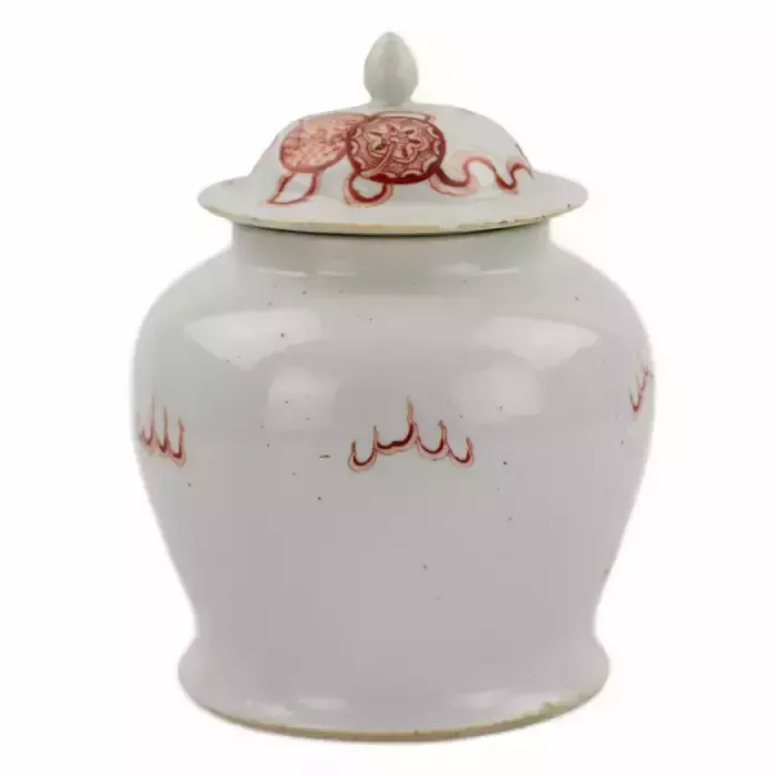 Chinese Porcelain Vase, Painted “Iron Red” Overglaze Dog Fo. Possibly Kangxi Period. photo buy