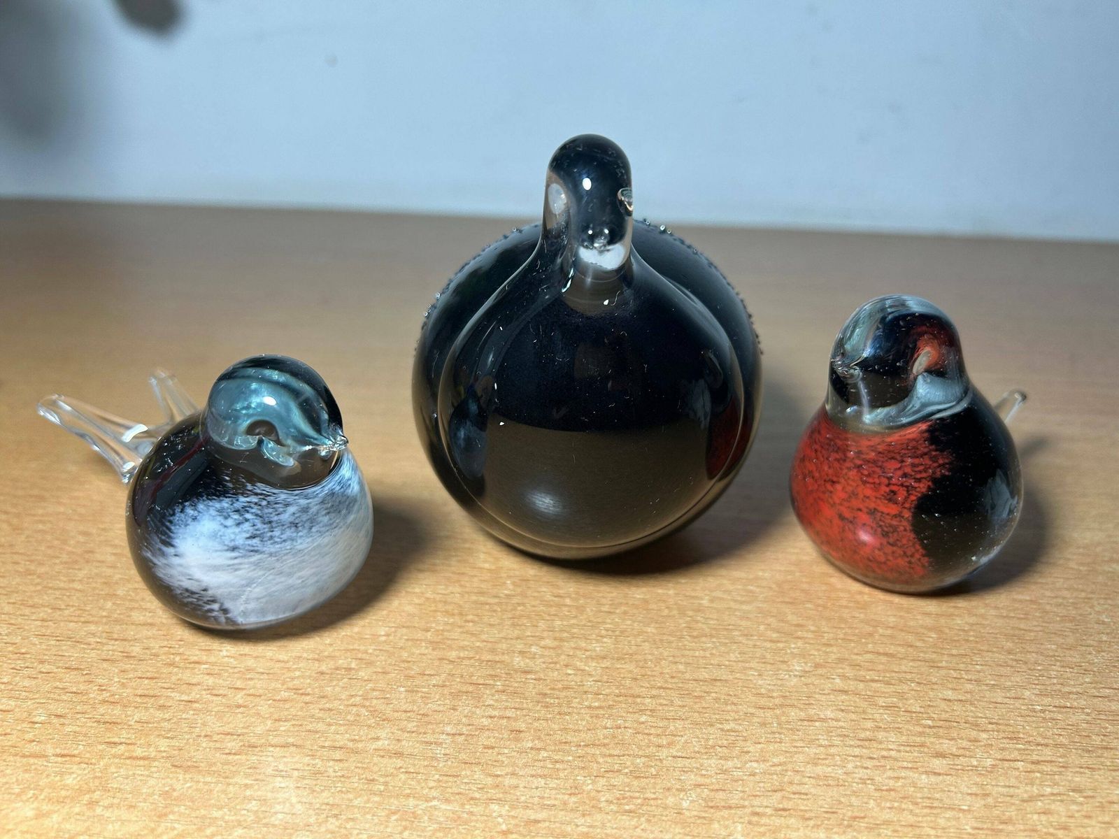 Jussi Riihimäki Sculpture, Glass, Bird, Signed, Finland / Coloured Glass Art Finland / Set Of 5 Birds photo vintage