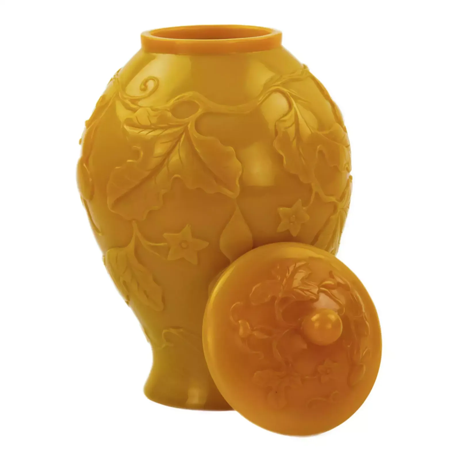 Chinese Yellow Beijing Glass Urn Vase From The 19th Century. photo Home Decor