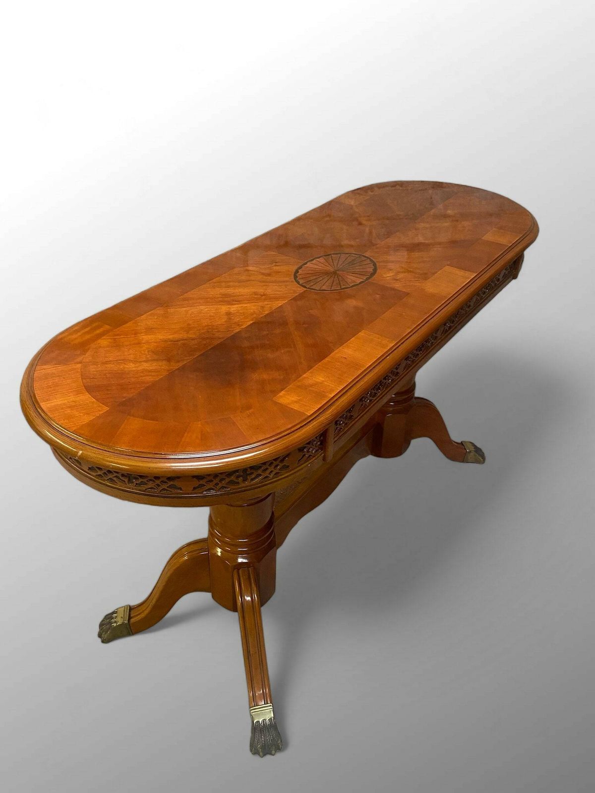 Antique Style Inlaid Pedestal Hall Table / Made In England C1970 photo for sale