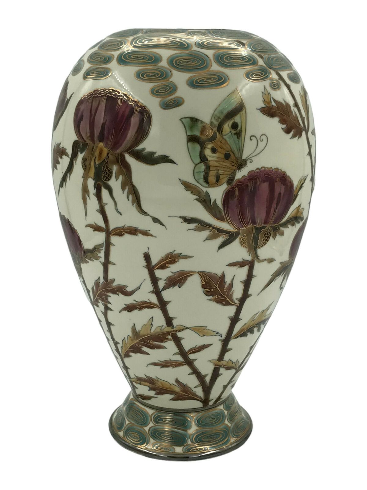 Rare 1878 Hungarian Zsolnay Vase Hand Painted – Paris Exposition Masterpiece 38 Centimeters High