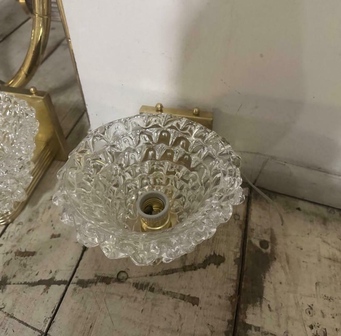 1980s Two Barovier Style Mid Century Modern Rostrato Murano Glass Wall Sconces photo Lighting