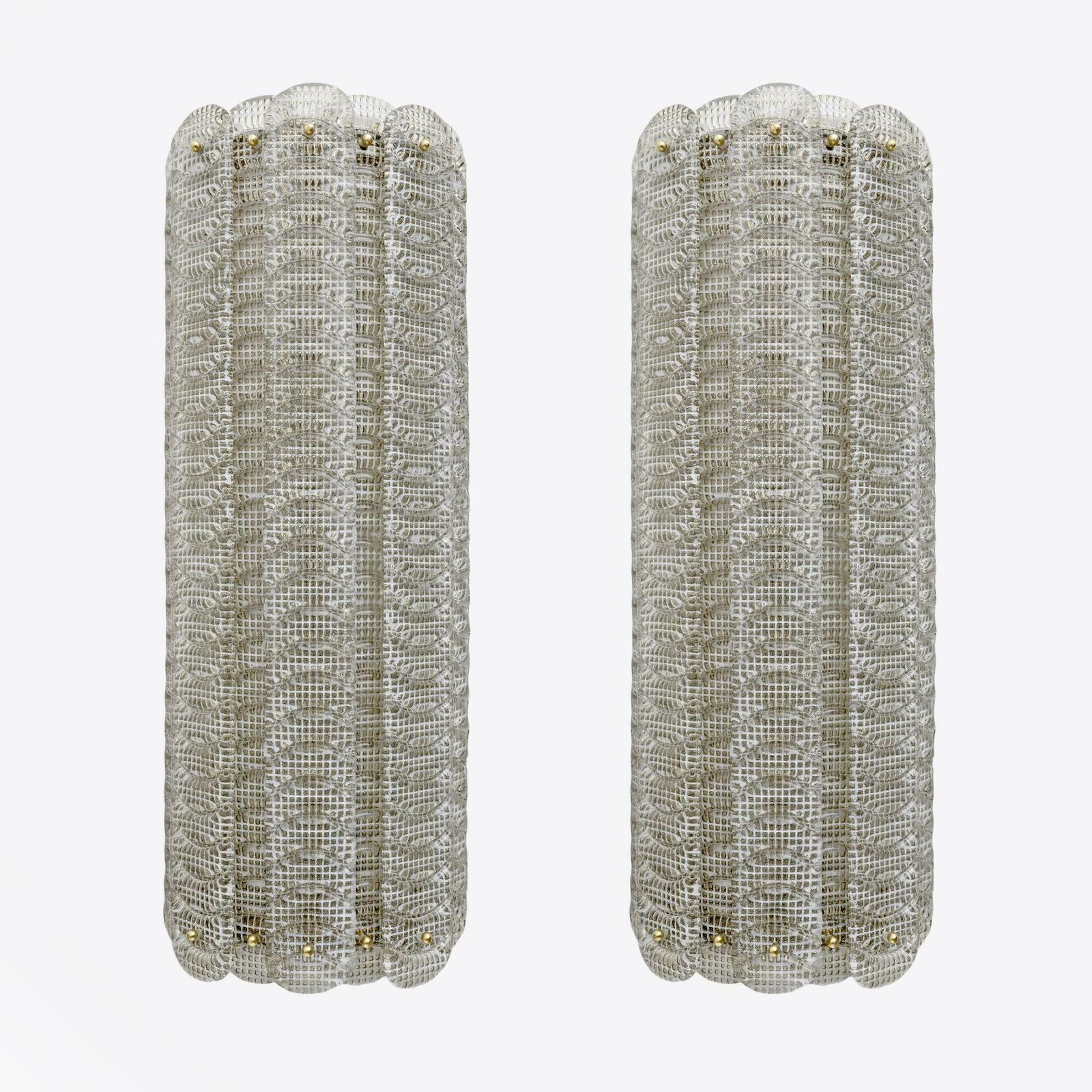 Pair Of Mid Century Modern Style Italian Murano Glass Sconces "Reticello", 1990s photo furniture