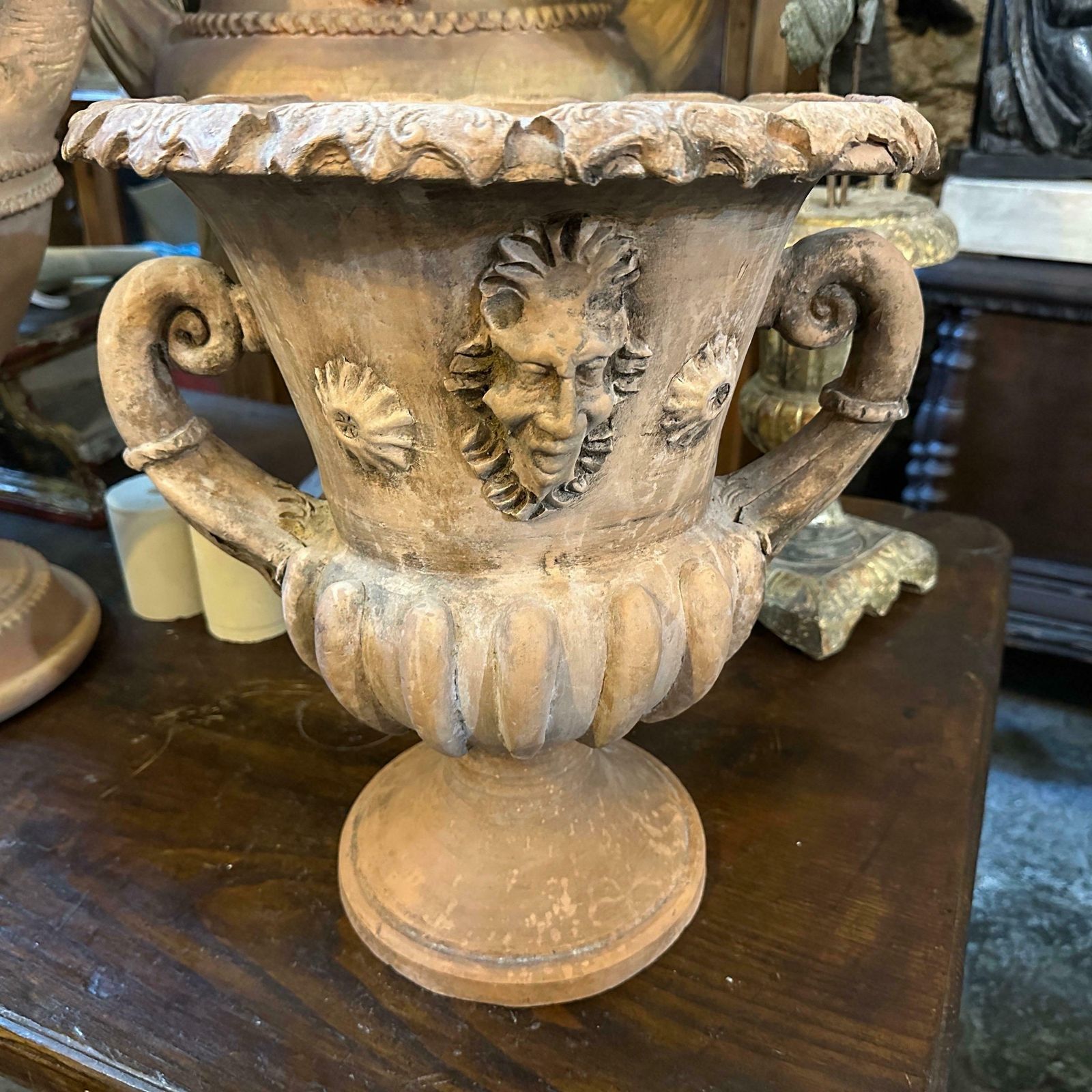 1900s Neo Classical Terracotta Italian Crater Vase photo Garden Decor