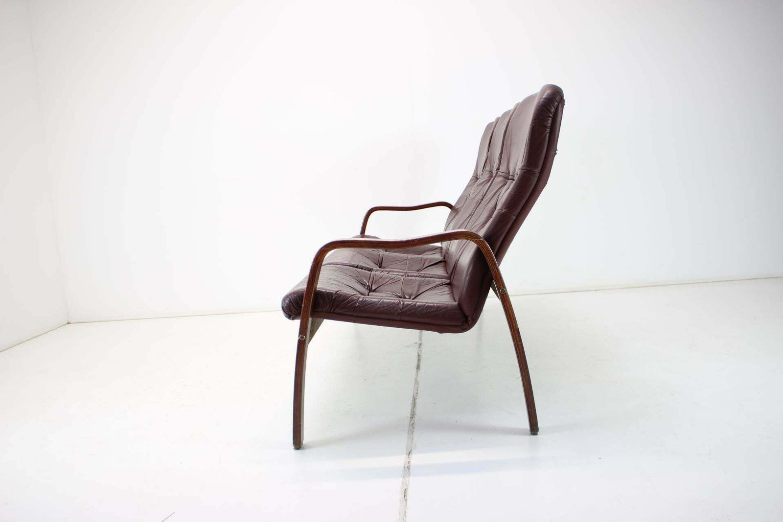 1980 Three Seater Leather Sofa, Ton Czechoslovakia photo Furniture