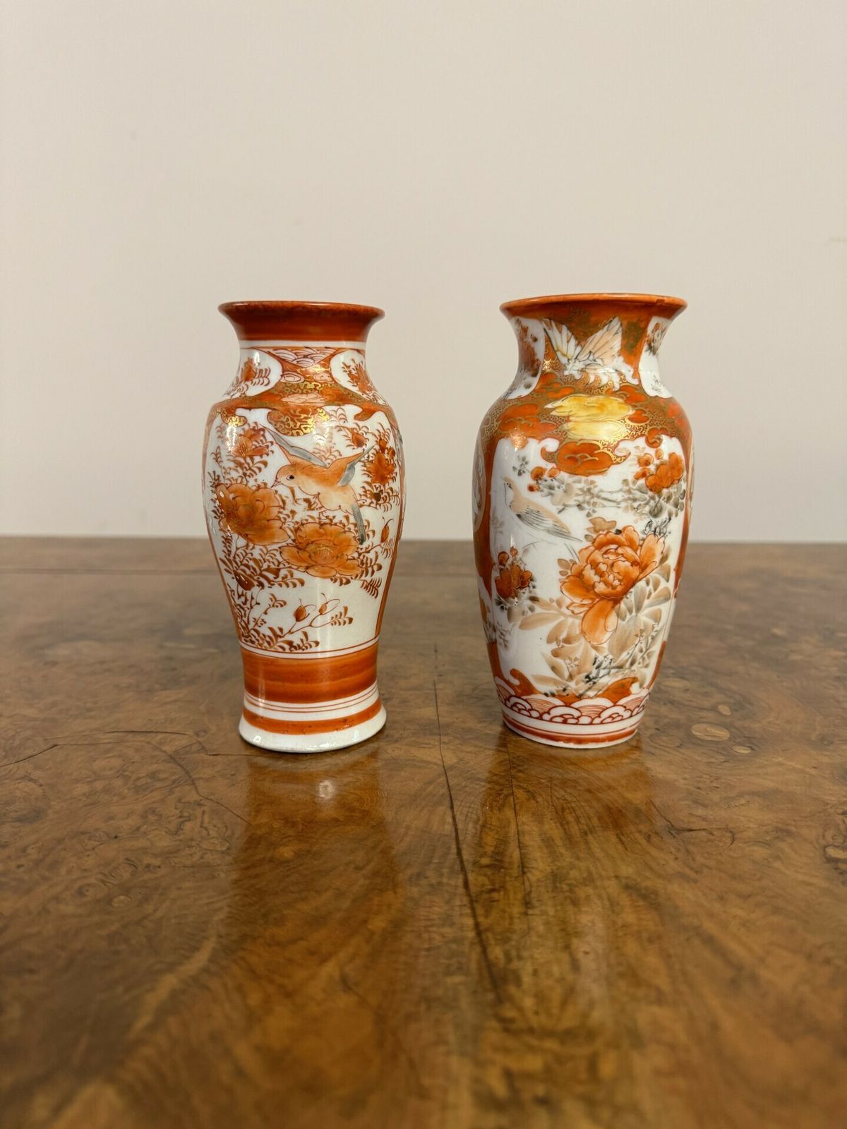 Attractive Collection Of Six Antique Japanese Kutani Shaped Vases photo for sale