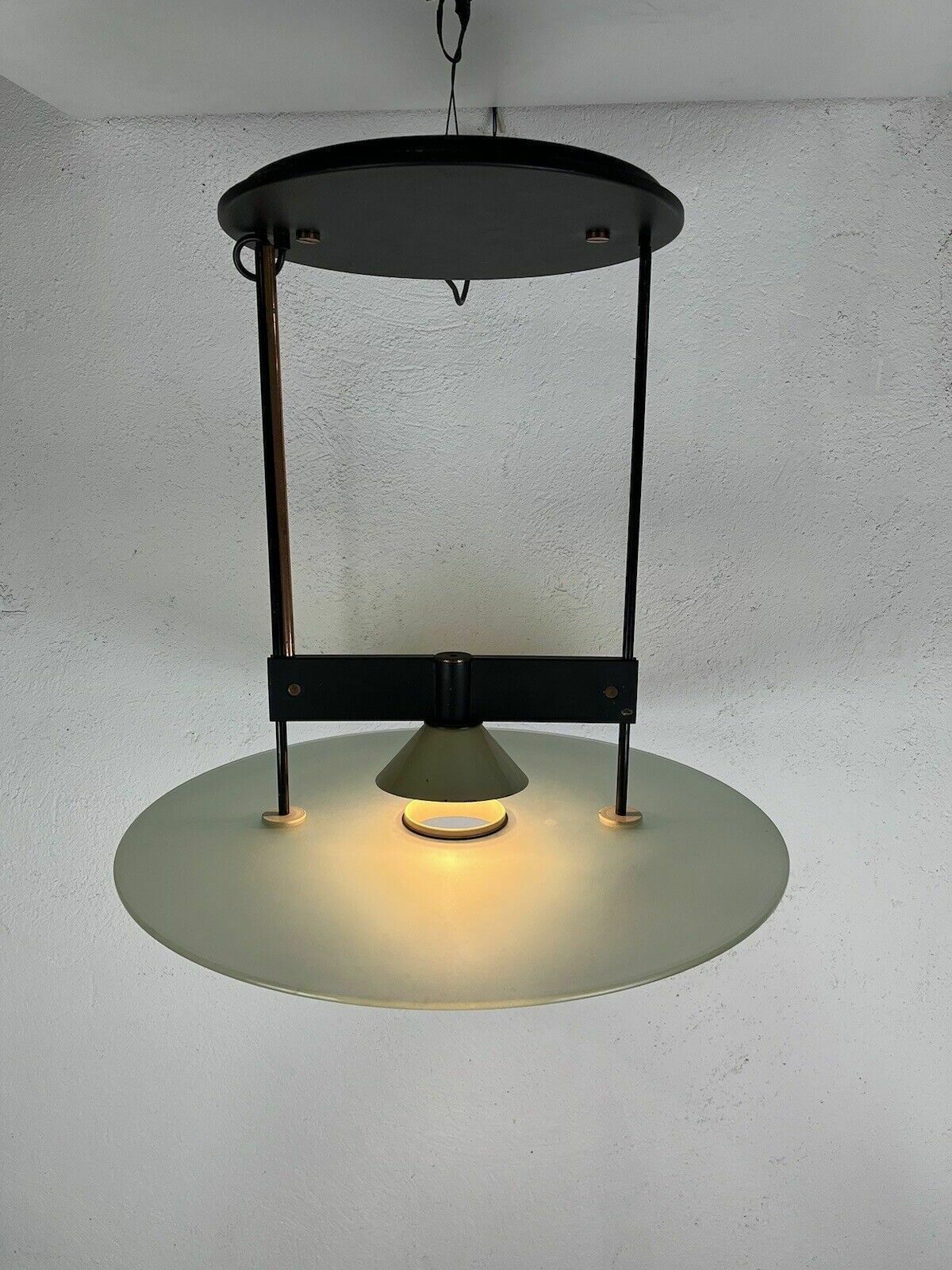 Stilnovo 60s Vintage Design Glass Metal Chandelier