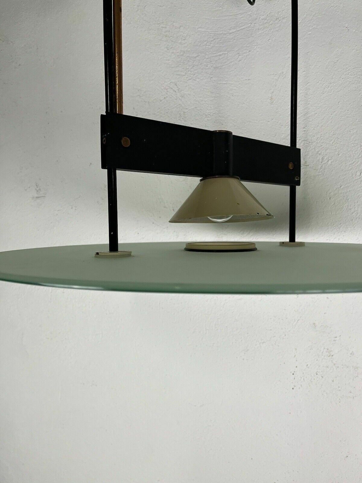 Lighting Stilnovo 60s Vintage Design Glass Metal Chandelier photo