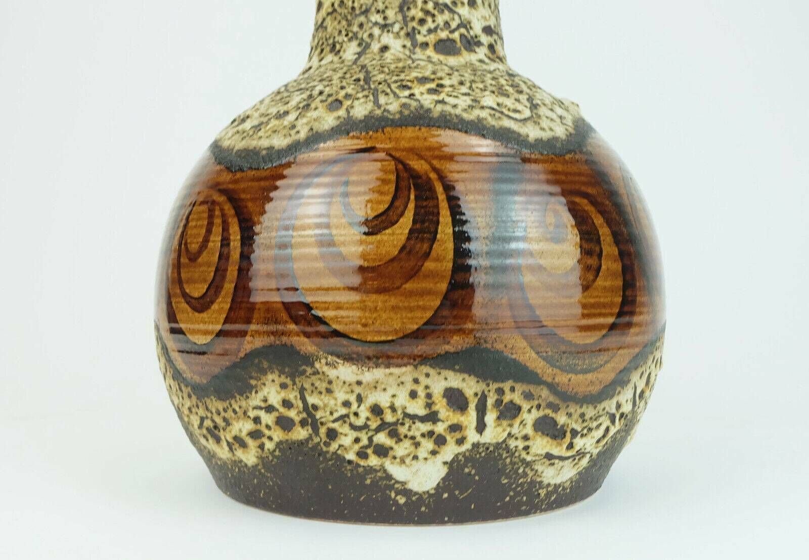Mid Century Vase Duemler & Breiden Wgp Fat Lava Squiggle Pattern Shades Of Brown And Beige 1960s photo vintage